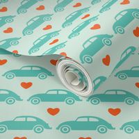 VW Beetle Love - Teal + Orange - Large