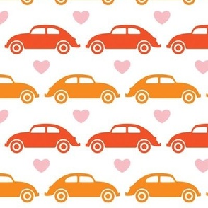VW Beetle Love - Orange + Pink - Large