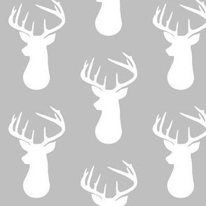 Gray + White Deer Buck Silhouette – Woodland Baby Nursery Bedding 