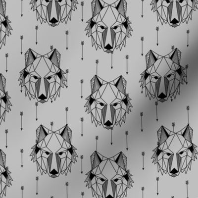 Geometric Wolf + Arrows (gray) Geo Wolves Woodland Animals Baby Boy Nursery Bedding B