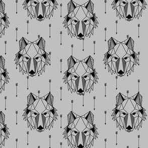 Geometric Wolf + Arrows (gray) Geo Wolves Woodland Animals Baby Boy Nursery Bedding B