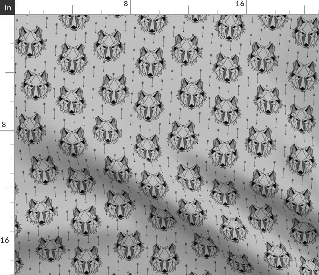 Geometric Wolf + Arrows (gray) Geo Wolves Woodland Animals Baby Boy Nursery Bedding B