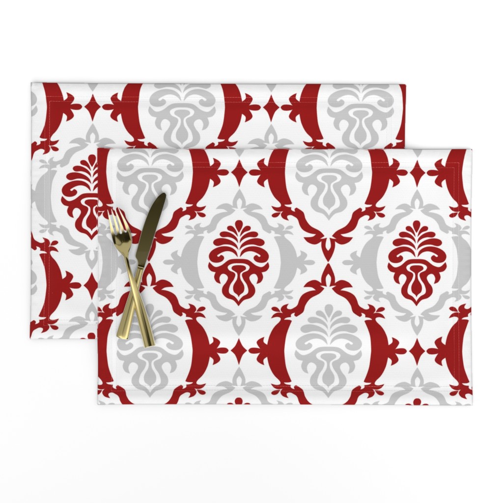 Crimson and grey team color Damask