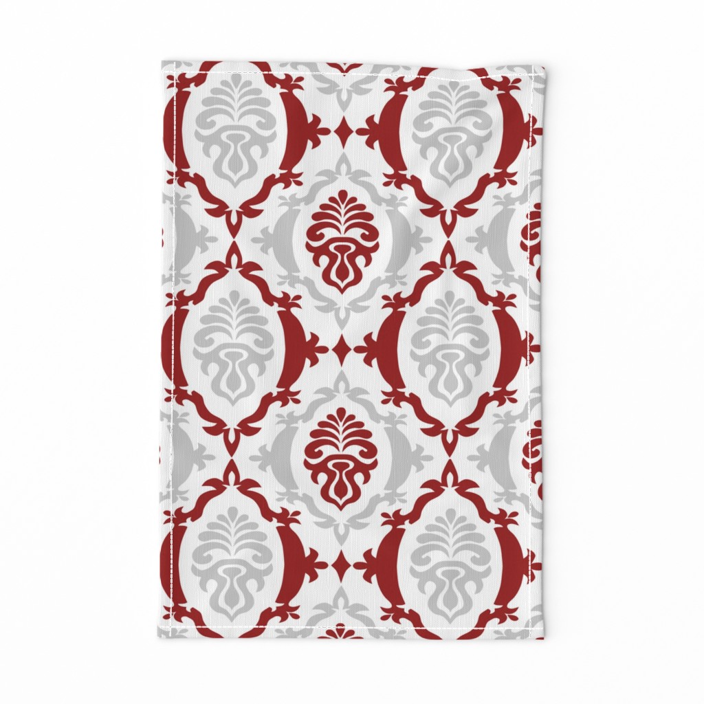 Crimson and grey team color Damask