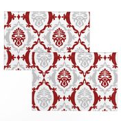 Crimson and grey team color Damask