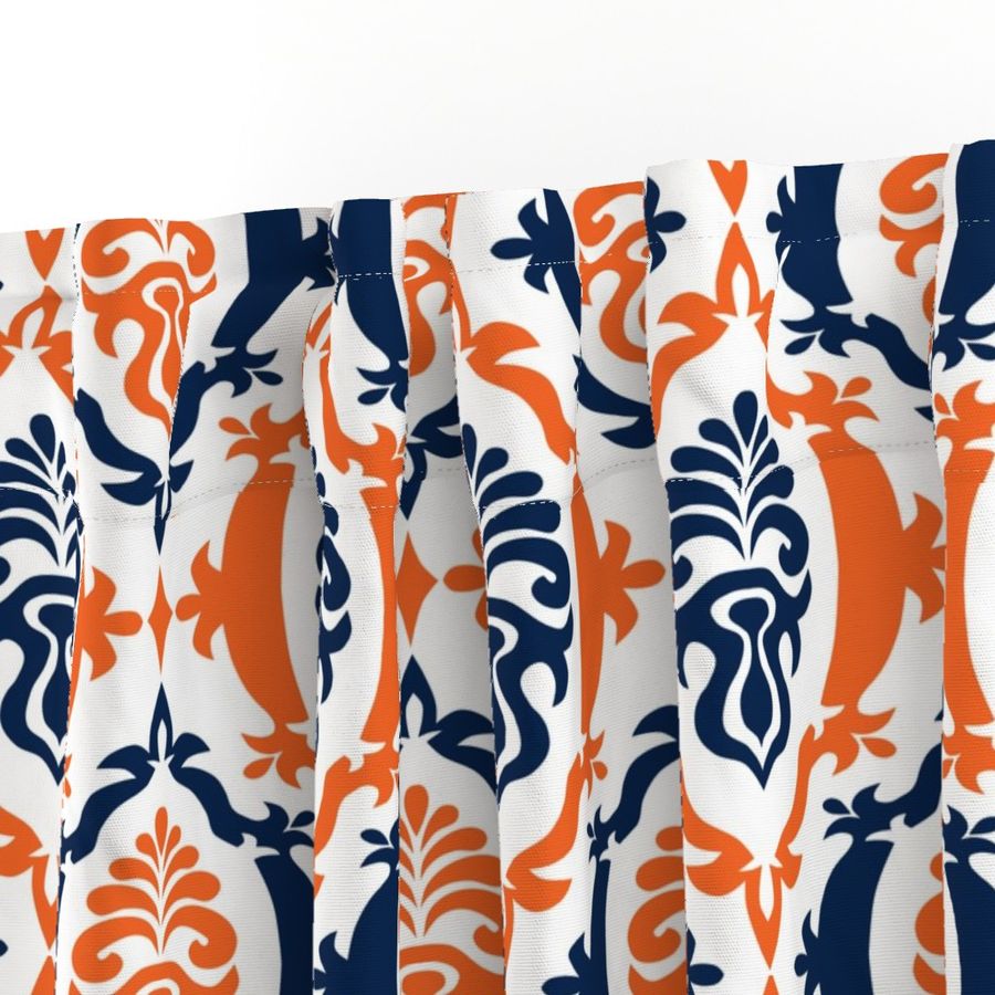 Navy and orange team color  Damask