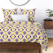 Purple and yellow team color damask