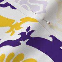 Purple and yellow team color damask