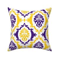 Purple and yellow team color damask