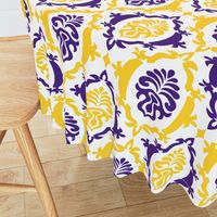 Purple and yellow team color damask