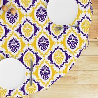 Purple and yellow team color damask