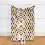 Purple and yellow team color damask