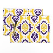 Purple and yellow team color damask