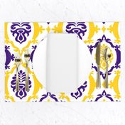 Purple and yellow team color damask