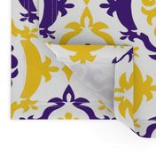 Purple and yellow team color damask