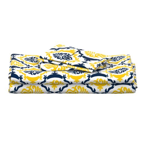 Yellow and blue team color Damask