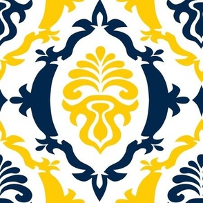 Yellow and blue team color Damask