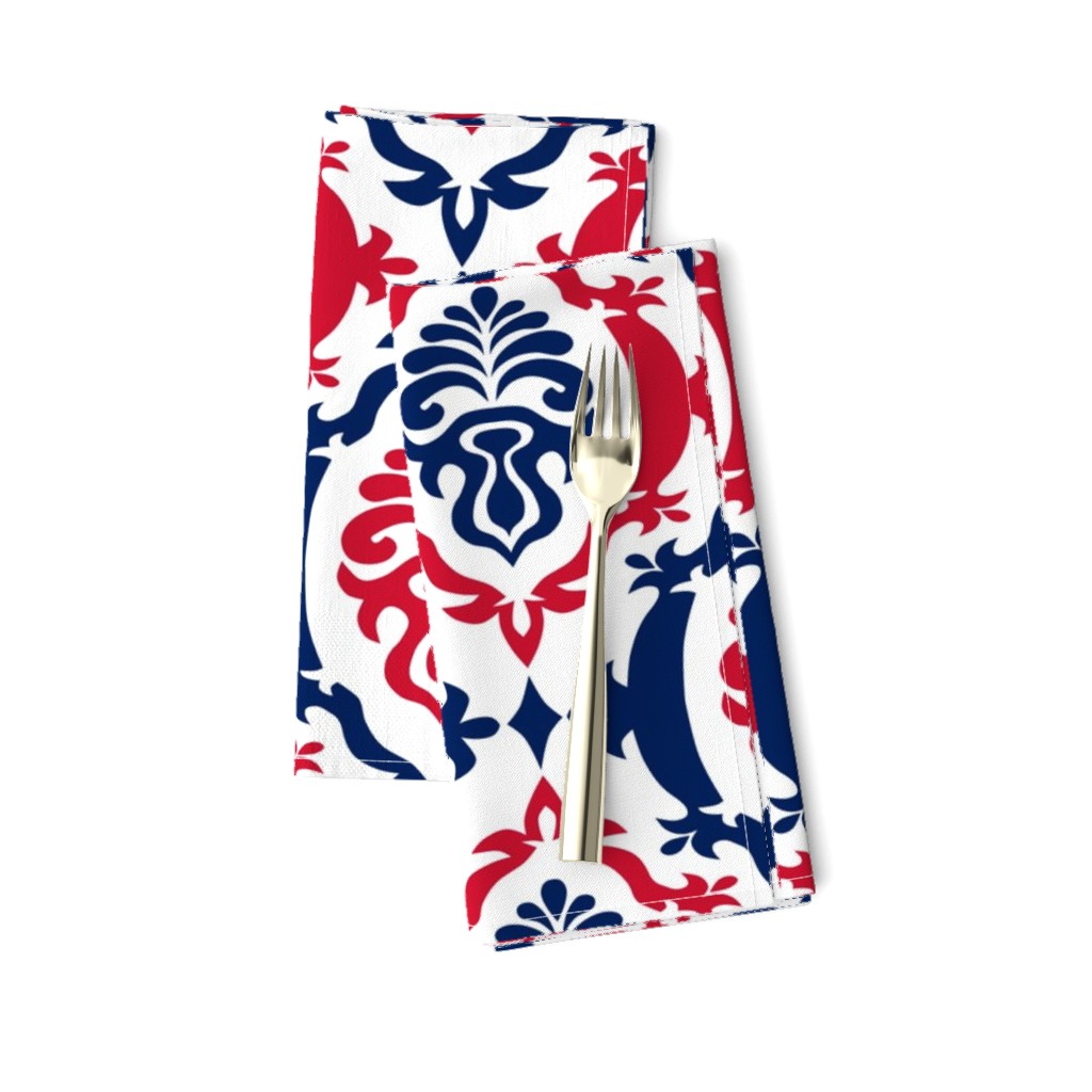 Red and blue team color Damask