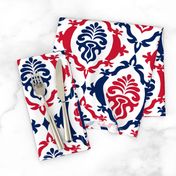 Red and blue team color Damask