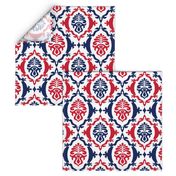 Red and blue team color Damask