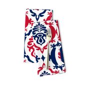 Red and blue team color Damask