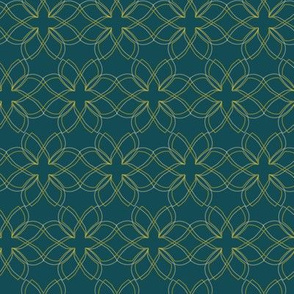 Teal-Seamless-Interlocking-Flowers