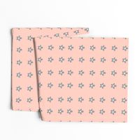 little grey flowers on coral pink solid background