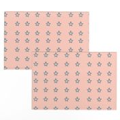 little grey flowers on coral pink solid background