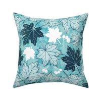 Maple leaves in shades of blue large large