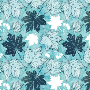 Maple leaves in shades of blue large large