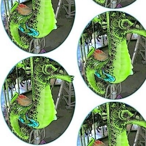 Seahorse Carousel Character in Neon Green