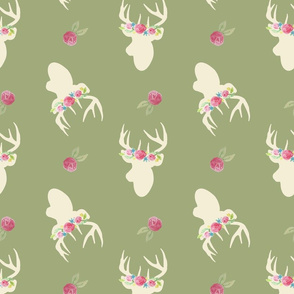 Deer_And_Flowers_Repeat_Green