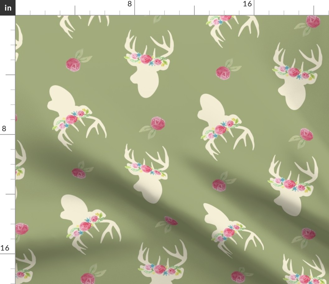 Deer_And_Flowers_Repeat_Green