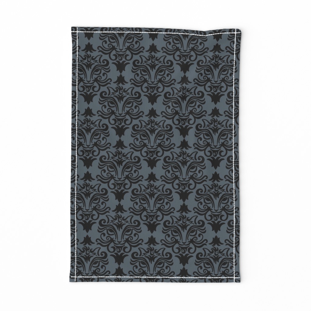 Cat Damask Dark Slate large scale