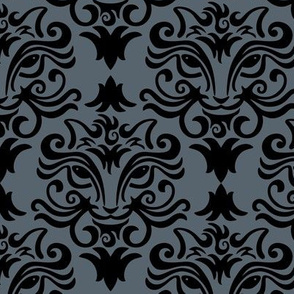 Cat Damask Dark Slate large scale