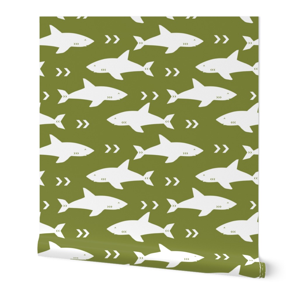 sharks fabric black and white shark design