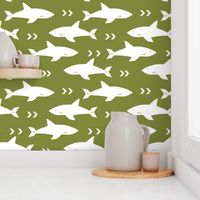 sharks fabric black and white shark design