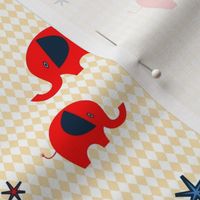 retro diamond circus elephants - light