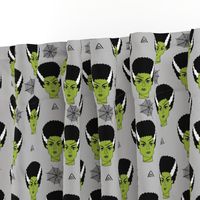 Bride of frankenstein halloween character cute seasonal fall october fabric // grey by andrea lauren