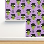 Bride of frankenstein halloween character cute seasonal fall october fabric // purple by andrea lauren