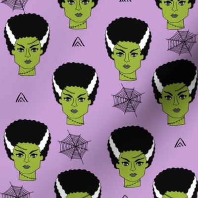 Bride of frankenstein halloween character cute seasonal fall october fabric // purple by andrea lauren