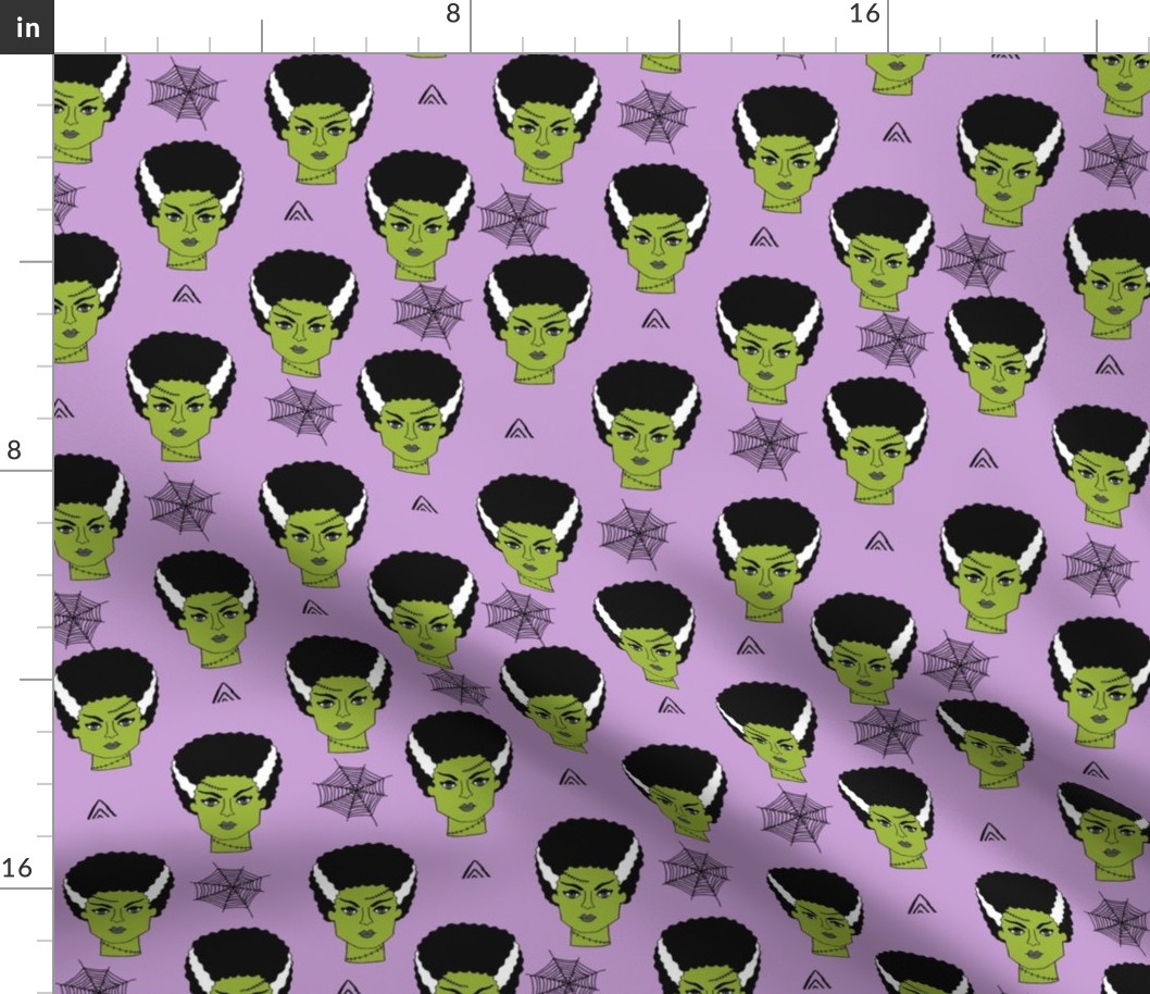 Bride of frankenstein halloween character cute seasonal fall october fabric // purple by andrea lauren