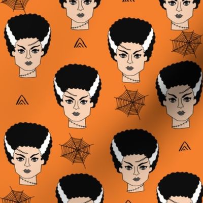 Bride of frankenstein halloween character cute seasonal fall october fabric // orange by andrea lauren