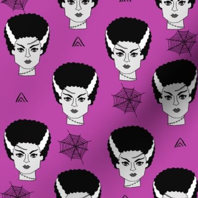 Bride of frankenstein halloween character cute seasonal fall october fabric // magenta by andrea lauren