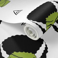 Bride of frankenstein halloween character cute seasonal fall october fabric // white green by andrea lauren