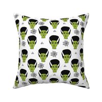 Bride of frankenstein halloween character cute seasonal fall october fabric // white green by andrea lauren