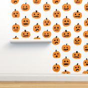 pumpkin halloween cute fabric  jack-o'-lantern white orange