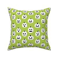 pumpkin halloween cute fabric  jack-o'-lantern bright green