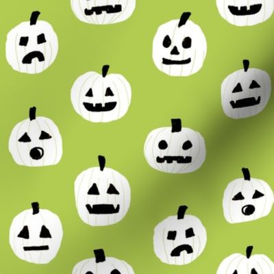 pumpkin halloween cute fabric  jack-o'-lantern bright green