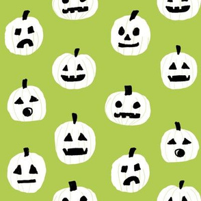 pumpkin halloween cute fabric  jack-o'-lantern bright green